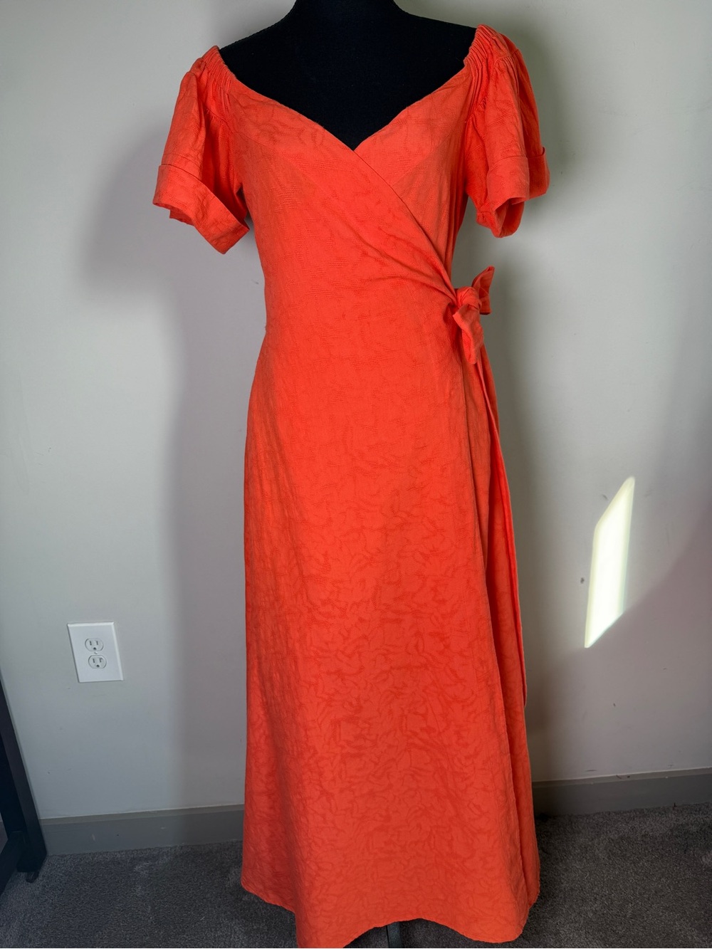 Mara Hoffman Adelina Wrap Maxi Dress Coral Orange Boho Resort Sz XS